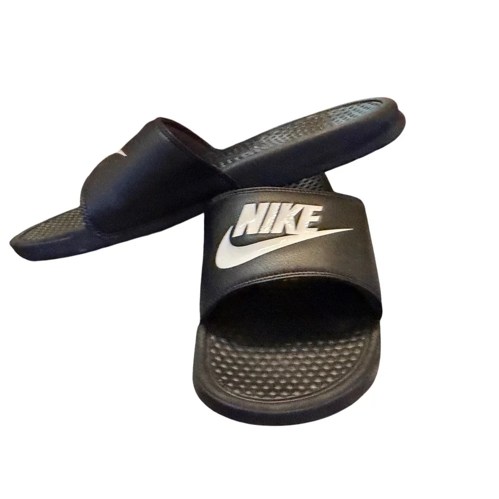 Nike Benassi JDI Black White Mens‎ Slide Sandals Size 12 EUC